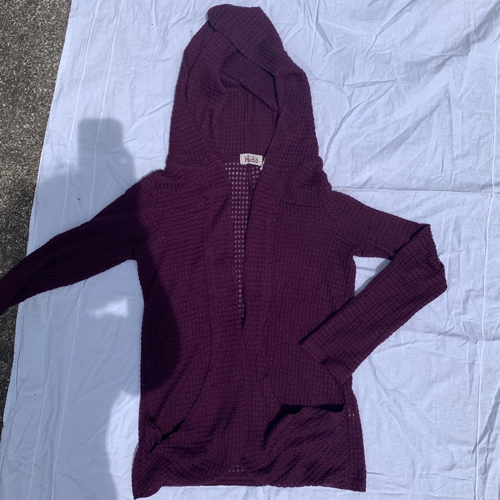 Mudd Open Knit Lightweight Plum Cardigan Size M